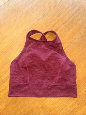 JoyLab High-Neck Seamless Sports Bralette in Burgundy Heather